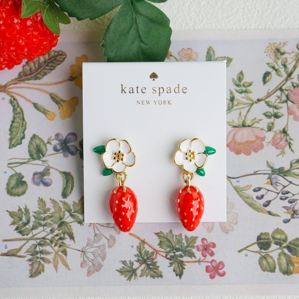 Kate Spade strawberry earrings - Picture 2 of 9
